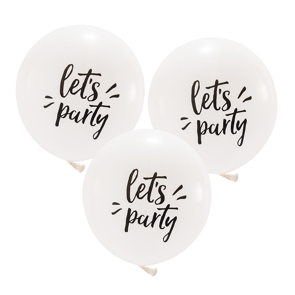 17" White "Let's Party" Wedding Balloons