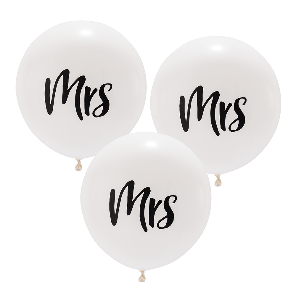 17" White "Mrs" Wedding Balloons