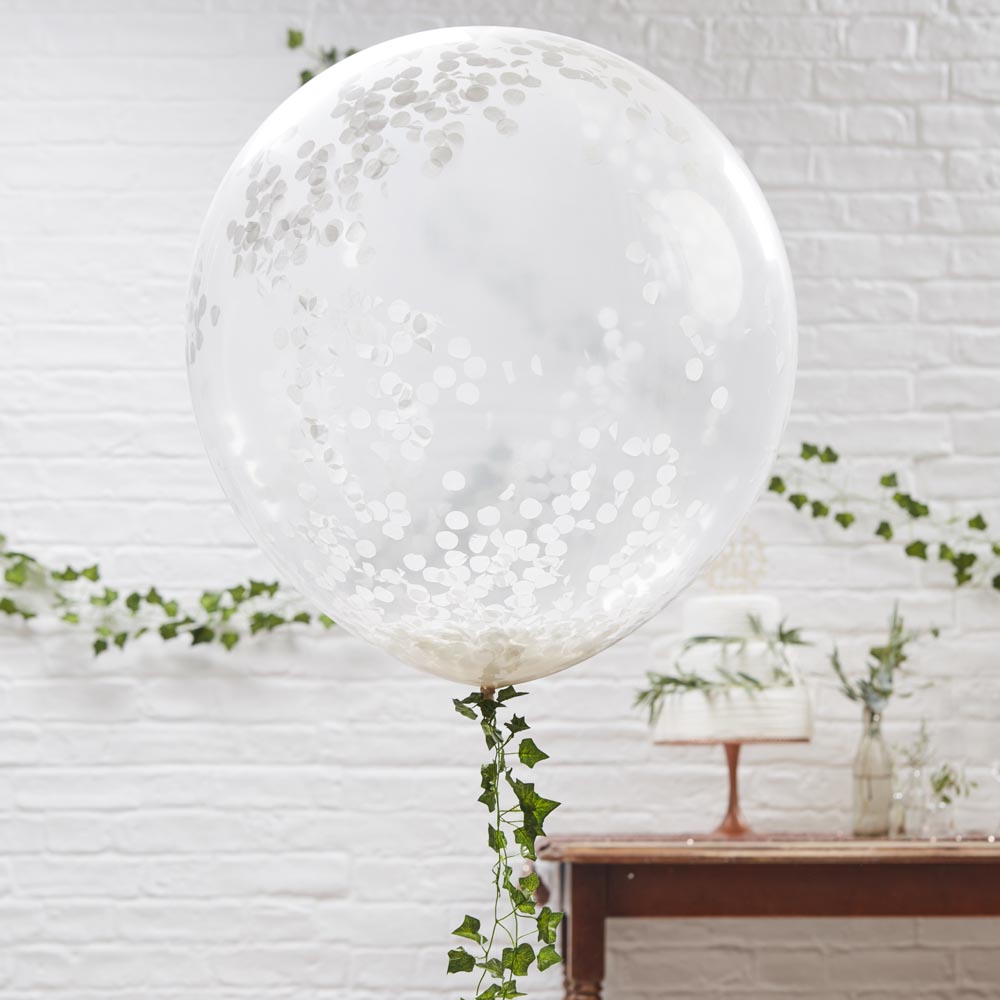 36inch White Confetti Balloons