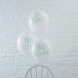 Mint Hello World Balloons