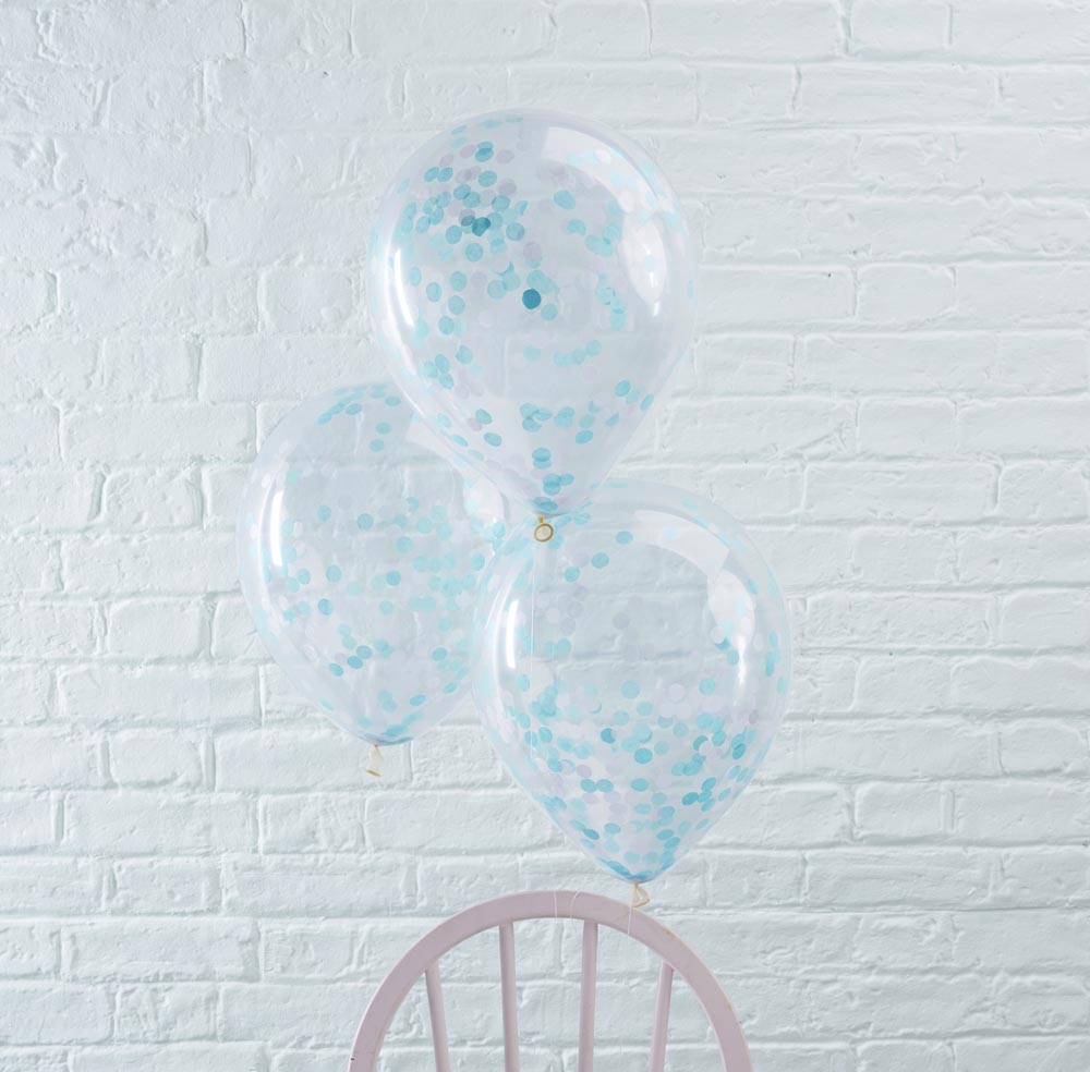 Blue Confetti Filled Balloons