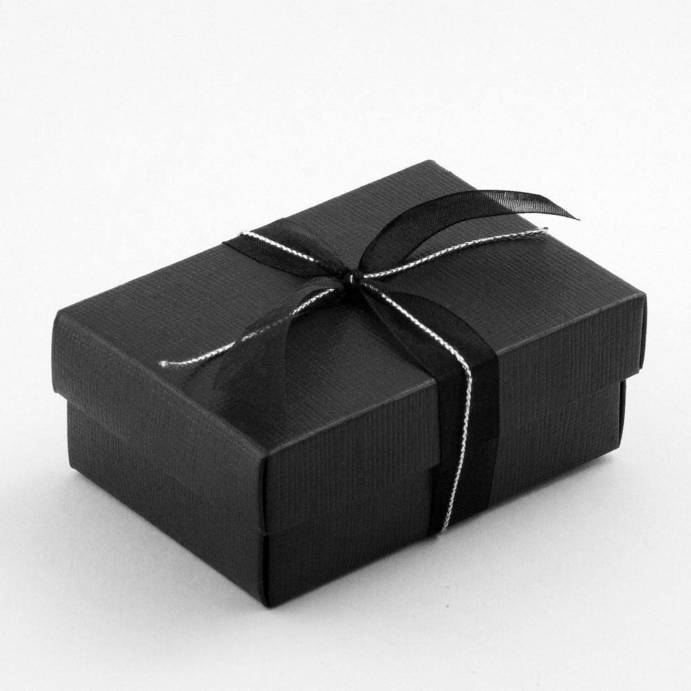 Black Silk Rectangular Favour Box with Lid