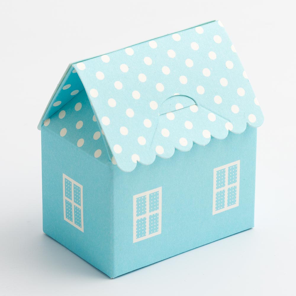 Blue Polka Dot House Favour Box