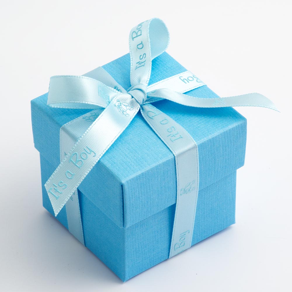 Blue Silk Square Favour Box with Lid