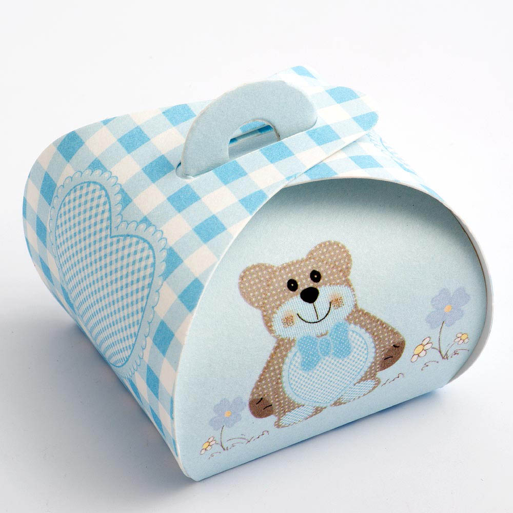 Blue Teddy Bear Tortina Favour Box - Small