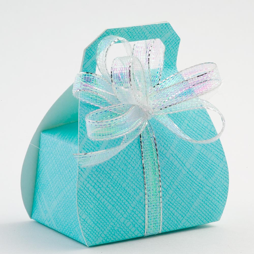 Celeste Blue Silk Handbag Favour Box