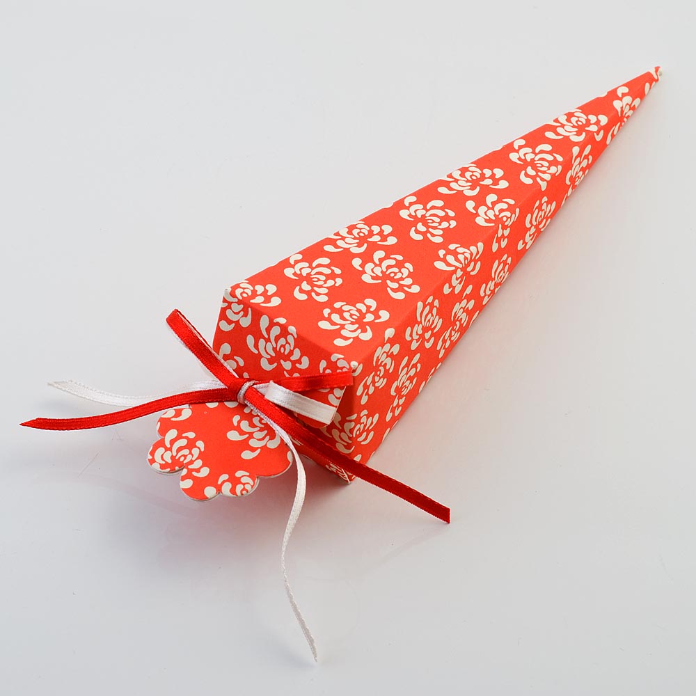Coral Red Vintage Pattern Cone Favour Box