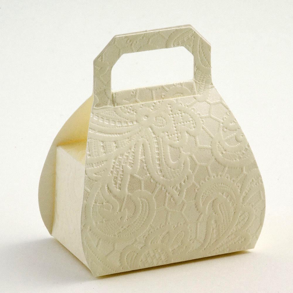 Cream Macrame Handbag Favour Box
