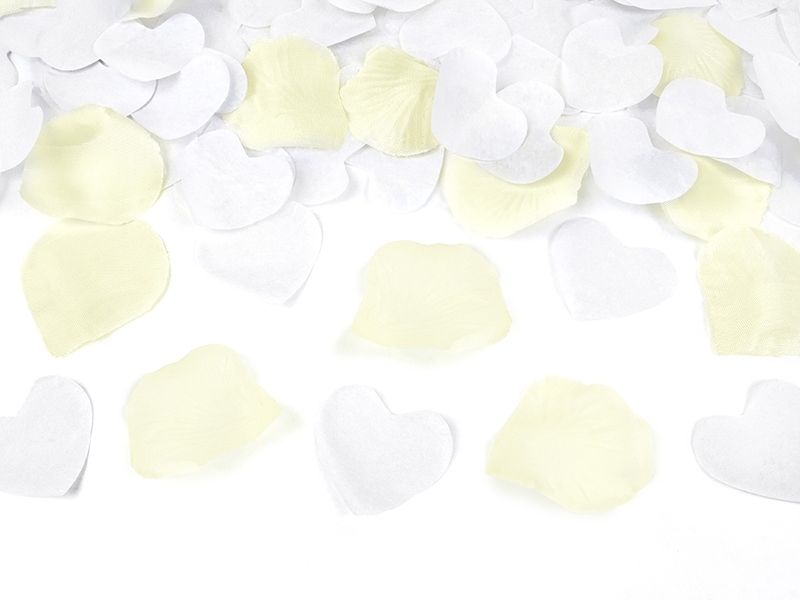 Cream Rose Petal and White Hearts Confetti Cannon