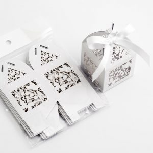 Filigree Butterfly Favour Box - Pearlised White