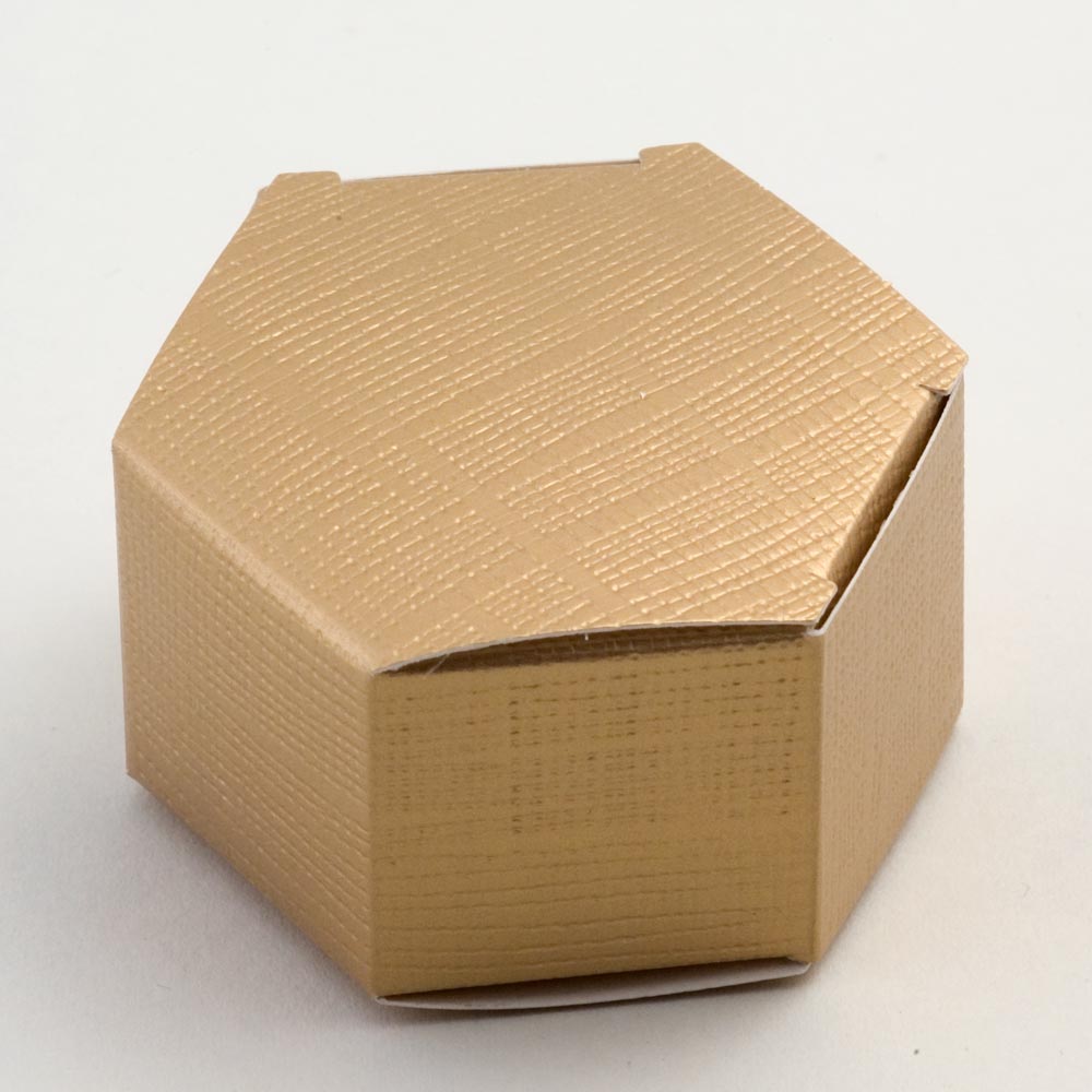 Gold Silk Hexagonal Favour Box