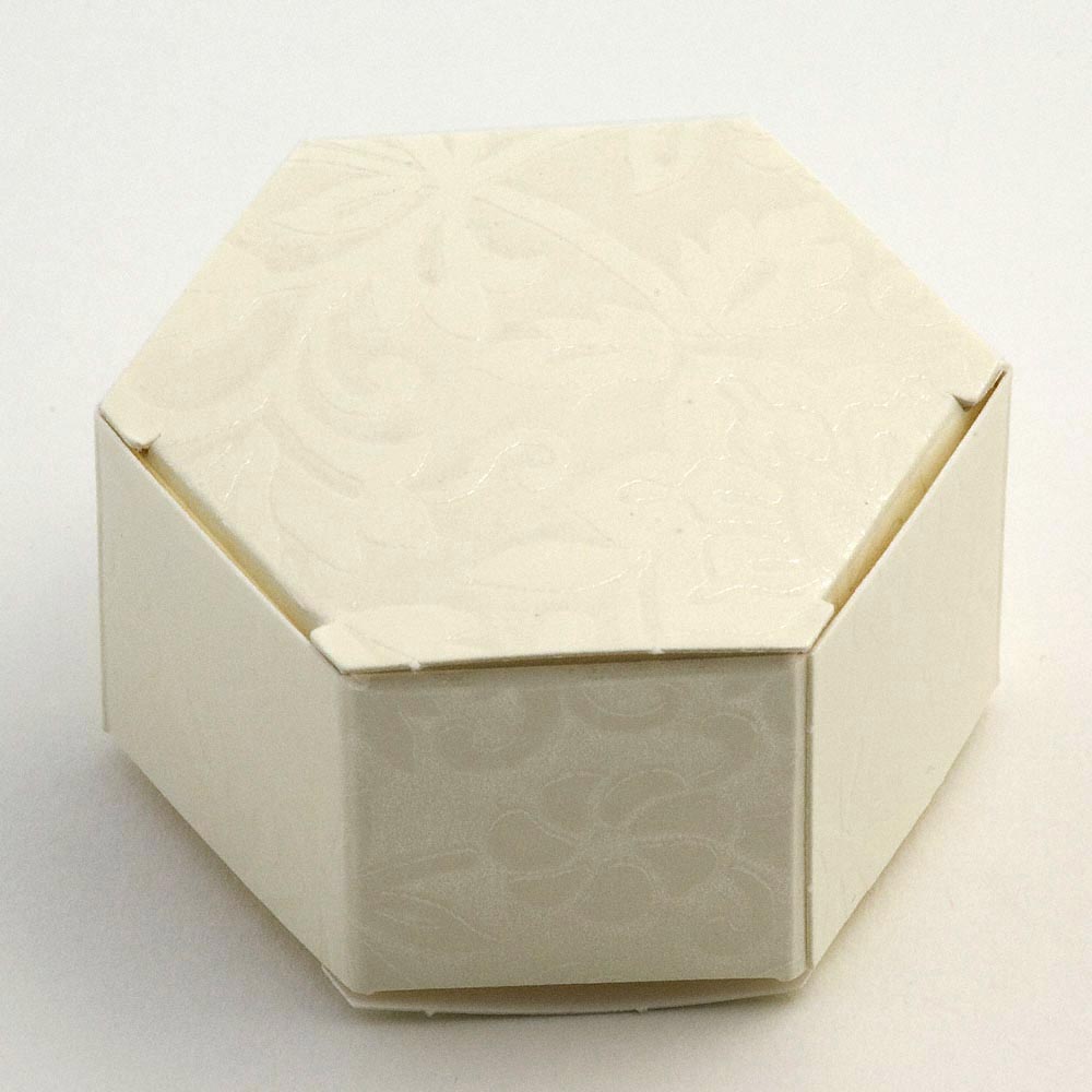 Ivory Diamante Hexagonal Favour Box