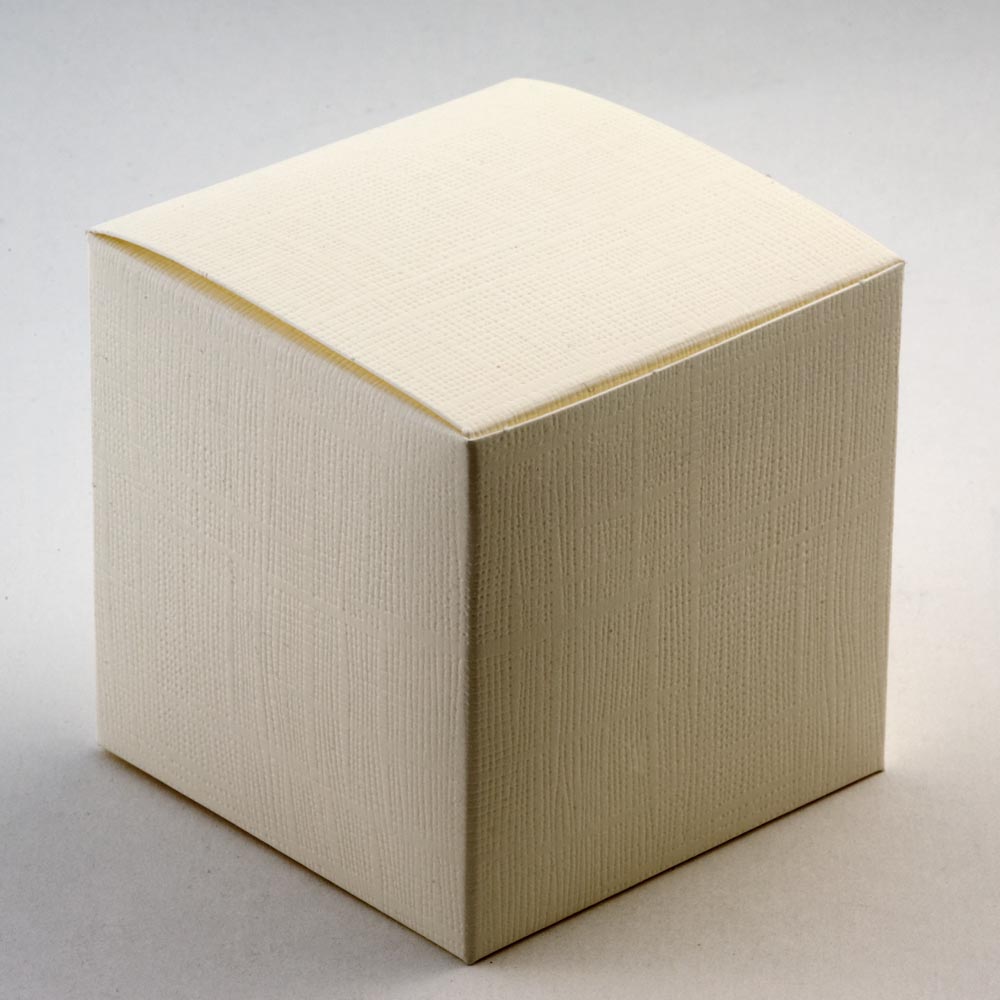 Ivory Silk Cube Favour Box - 100MM