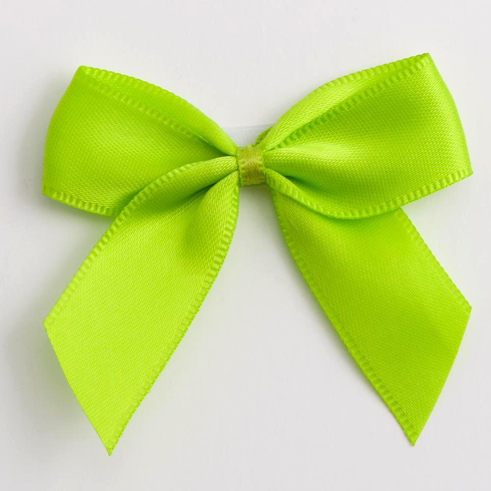 Lime Satin Bows 12 Pack