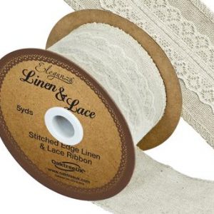 Linen & Ivory Lace Ribbon 50mm x 5yards