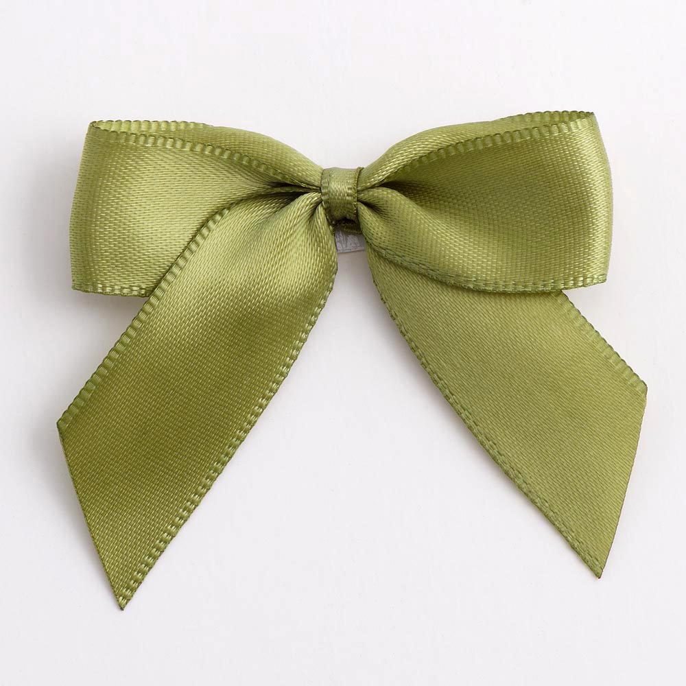 Moss Green Satin Bows 12 Pack