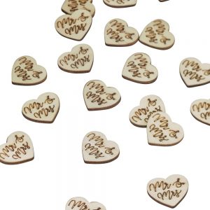"Mr and Mrs" Wooden Table Confetti