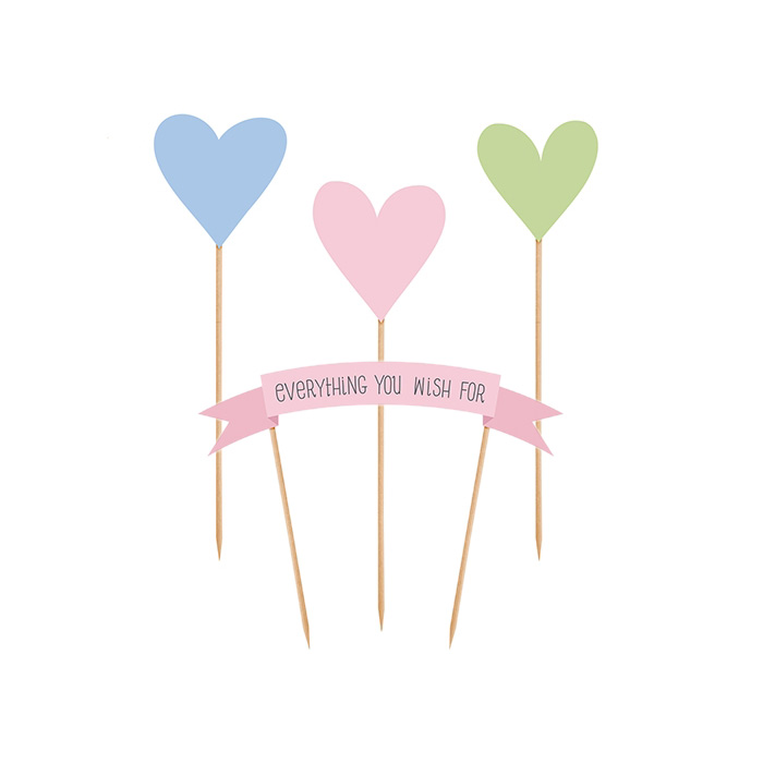 Pastel Heart Cake Toppers