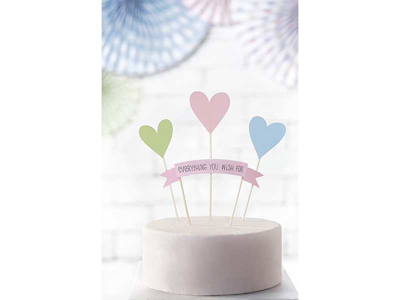 Pastel Heart Cake Toppers