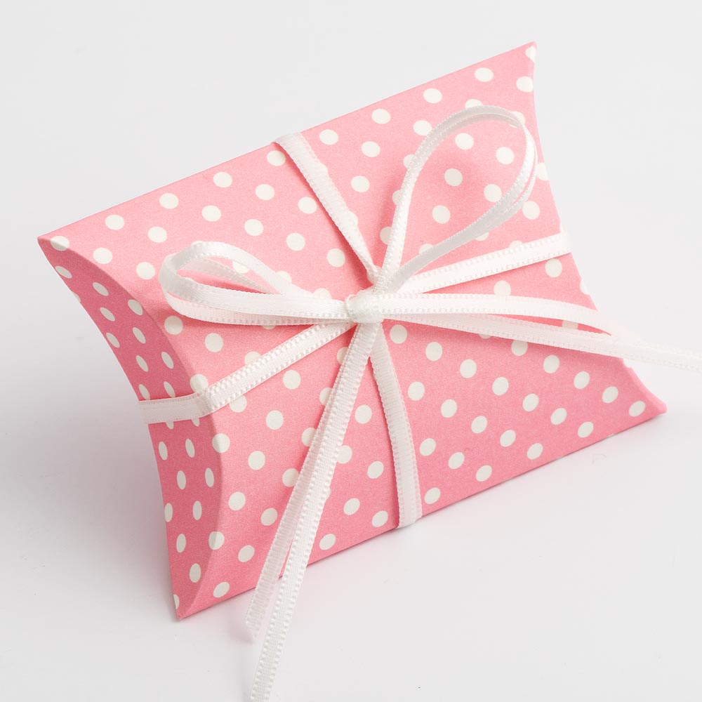 Pink Polka Dot Pillow Favour Box