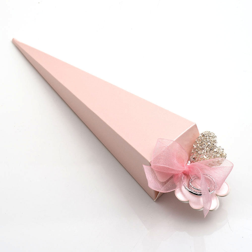 Pink Satin Cone Favour Box