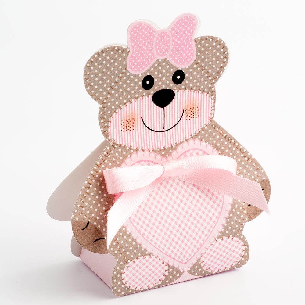 Pink Teddy Bear Favour Box - Large