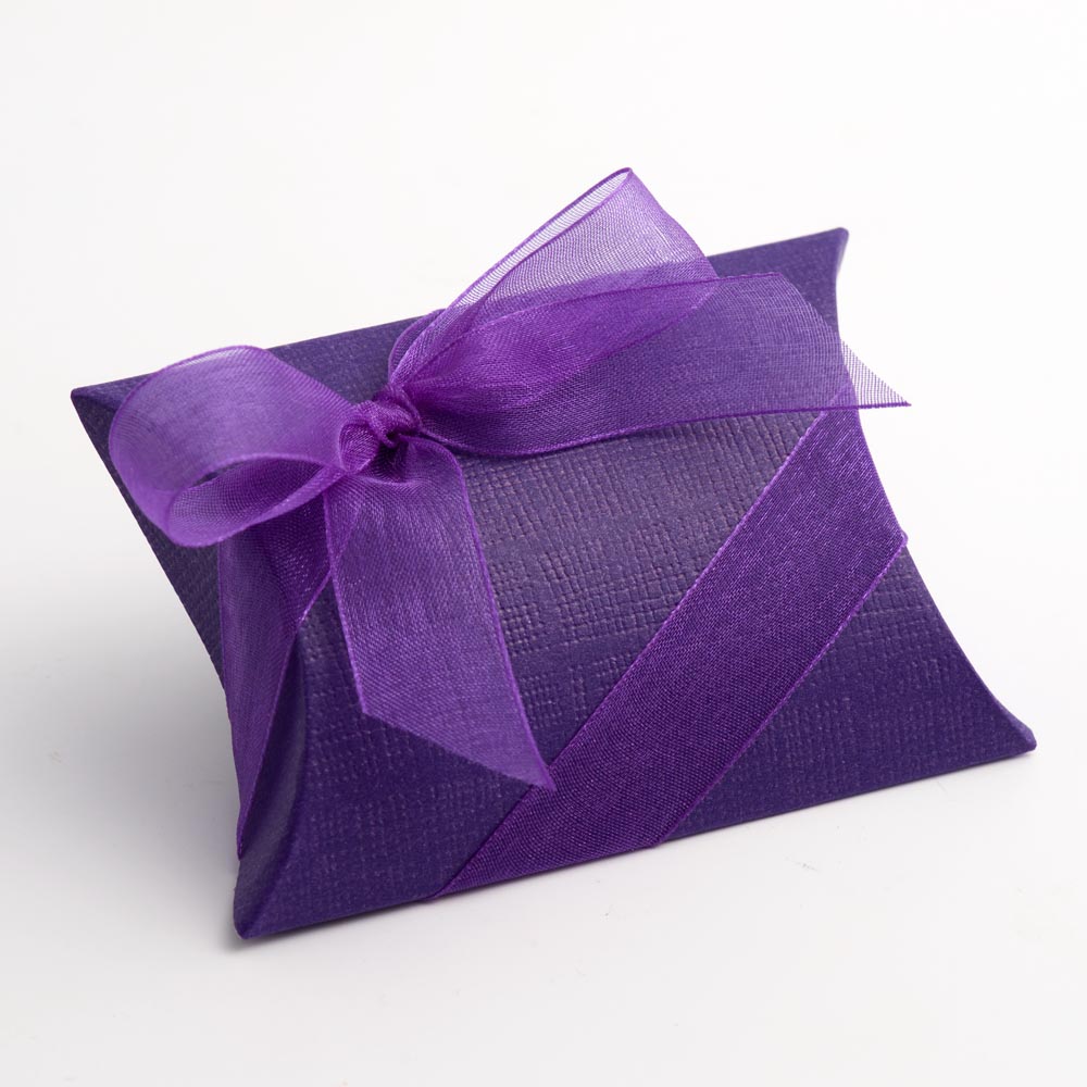 Purple Silk Pillow Favour Box