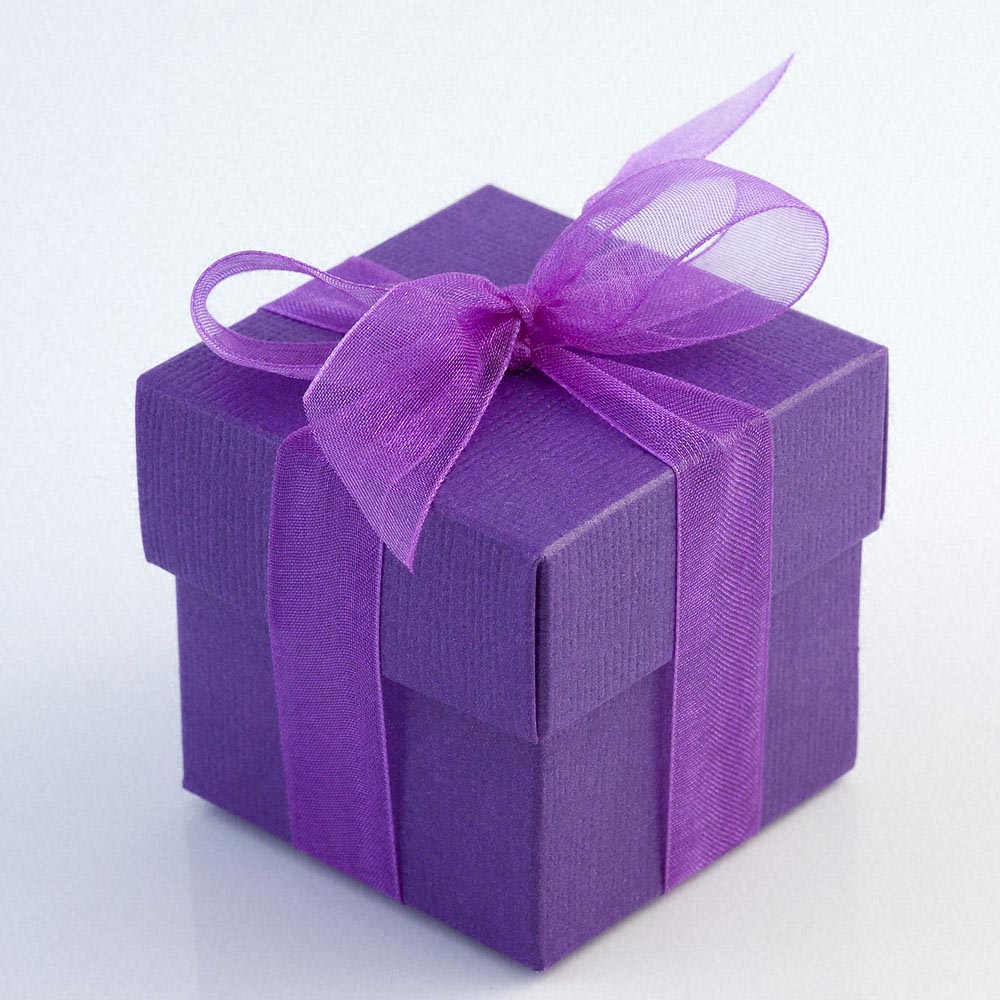 Purple Silk Square Favour Box with Lid