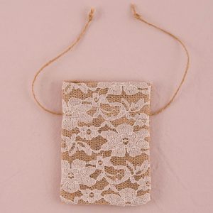 Rustic Chic Burlap And Lace Favour Bags x 12