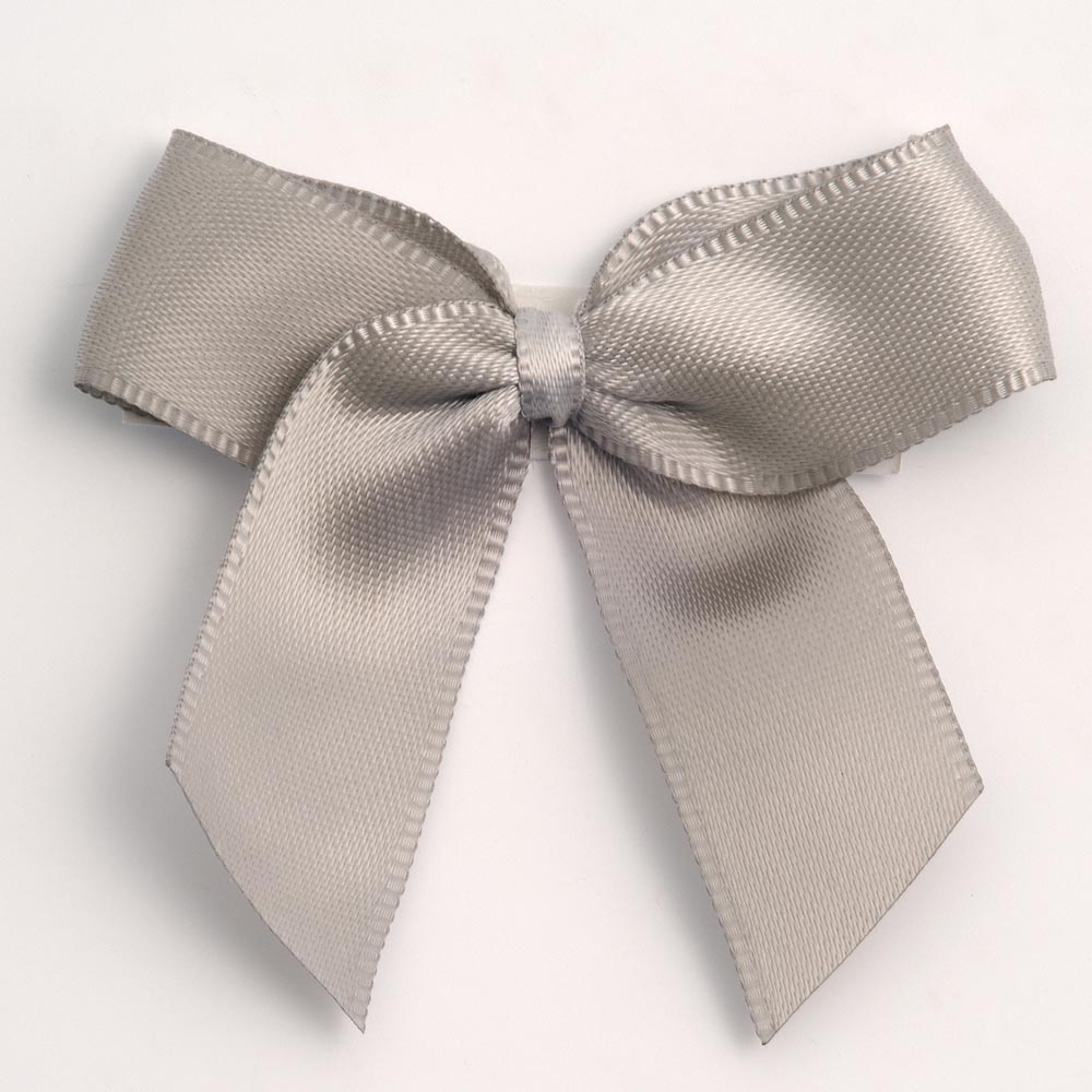 Silver Satin Bows 12 Pack