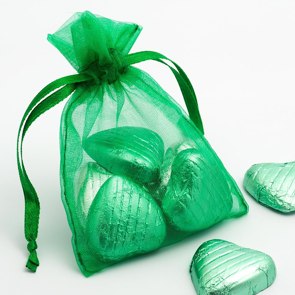 Small Bright Emerald Organza Favour Bag