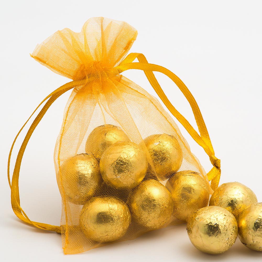 Small Gold Organza Favour Bag