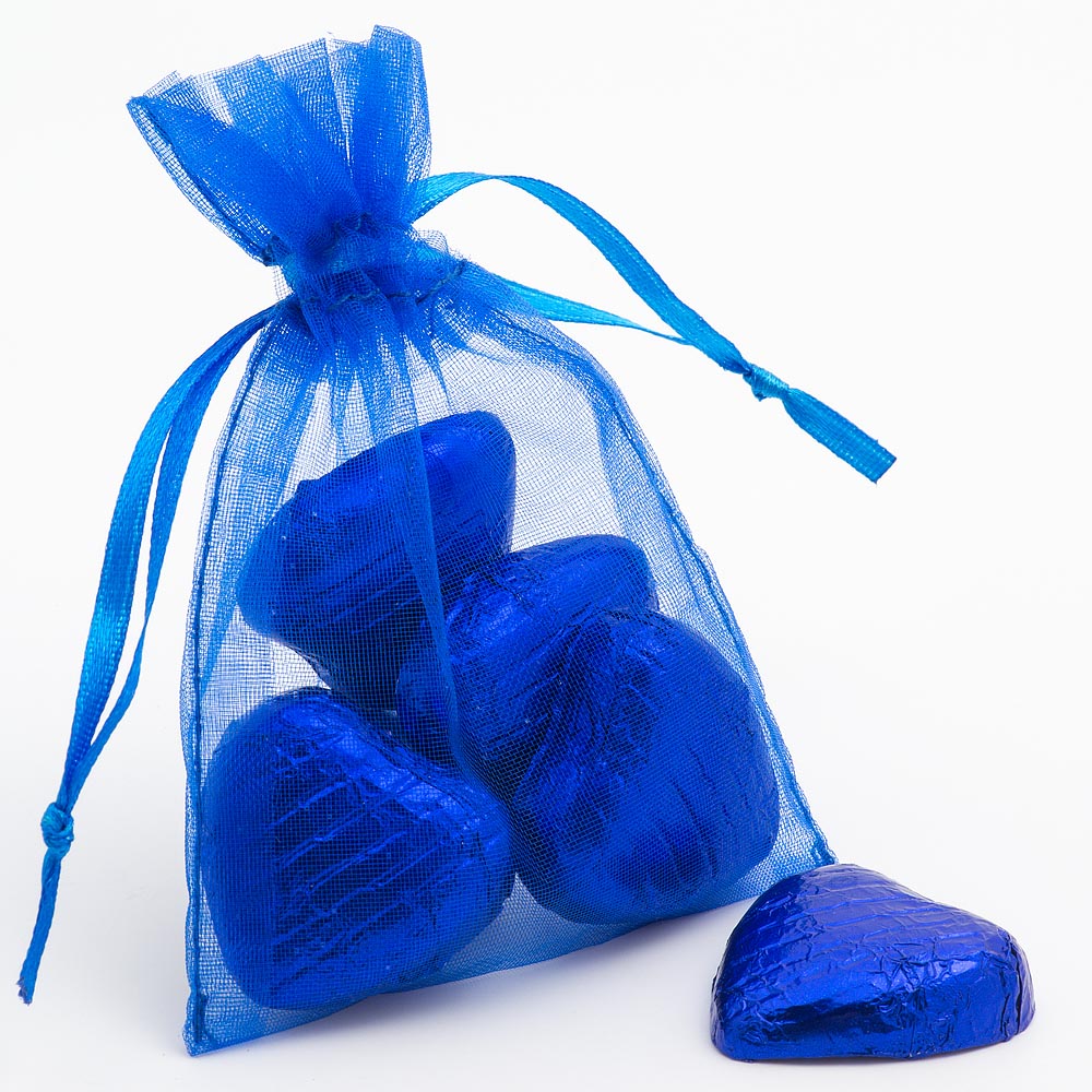 Small Royal Blue Organza Favour Bag