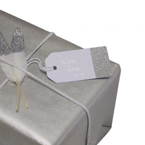White & Silver Glitter Luggage Name Tags