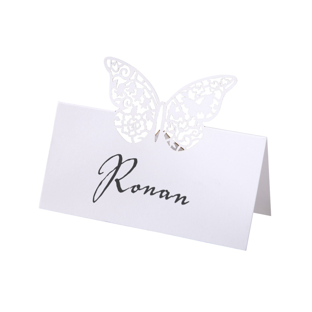 White Butterfly Place Cards