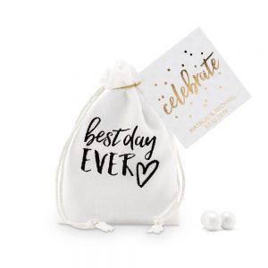 "best day ever" Print Muslin Favour Bags - Small