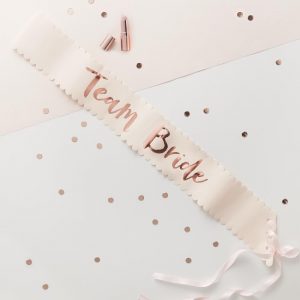 Pink & Rose Gold Team Bride Sashes - 6 Pack