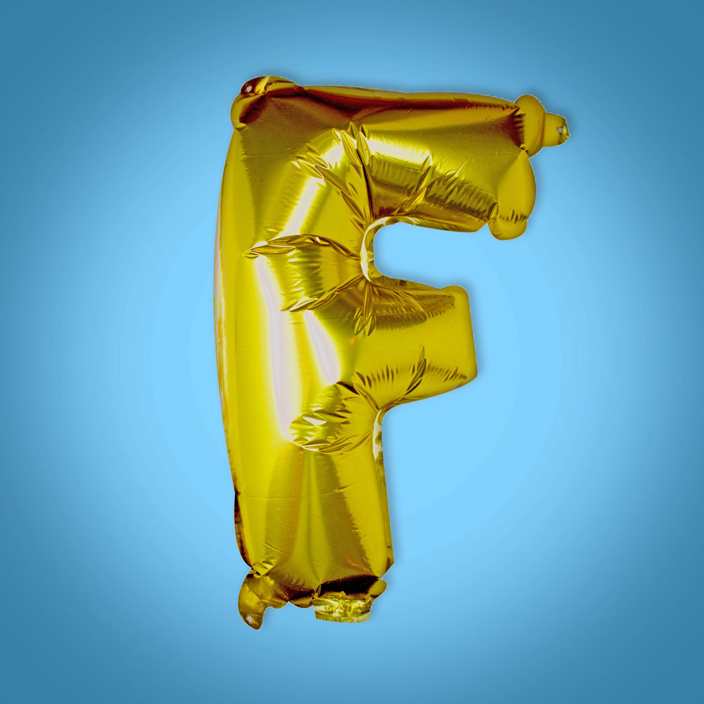 Gold Foil Letter 'F' Balloon