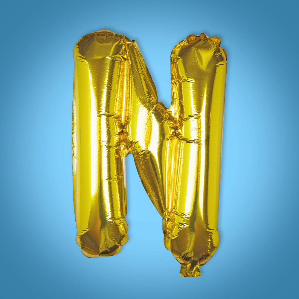Gold Foil Letter 'N' Balloon