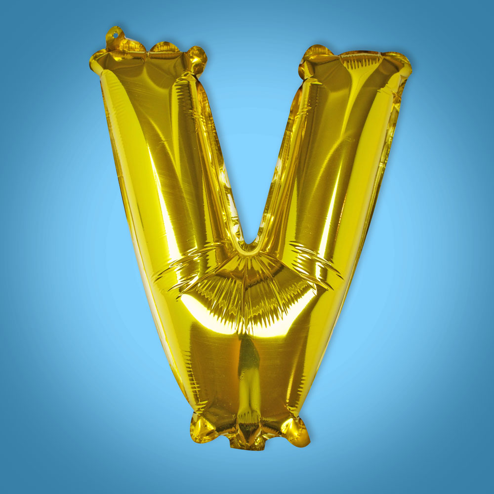 Gold Foil Letter 'V' Balloon