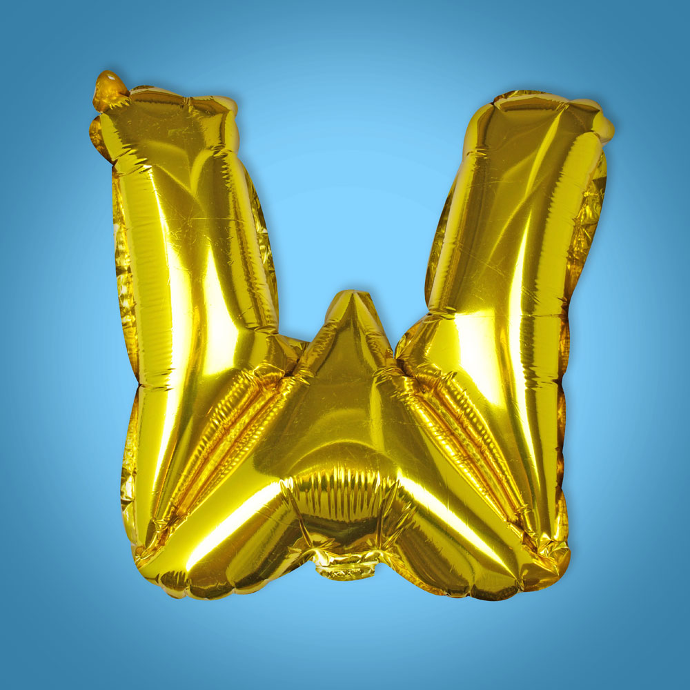 Gold Foil Letter 'W' Balloon