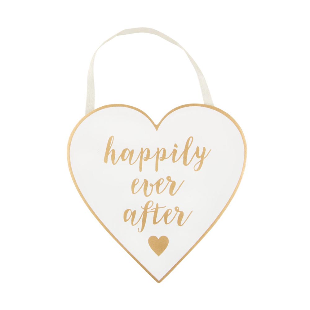 Wooden Gold Happily Ever After Plaque