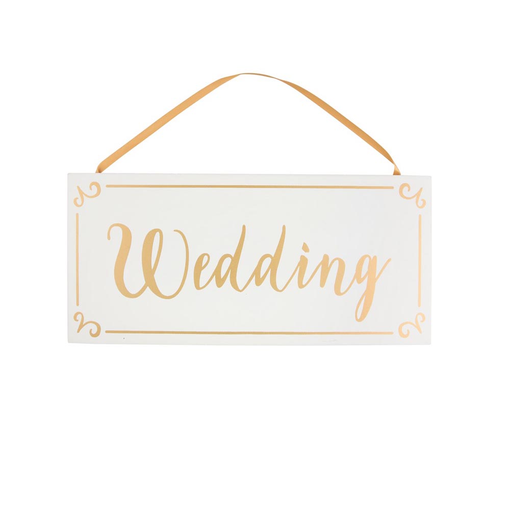 Small Gold & White Wedding Hanging Sign