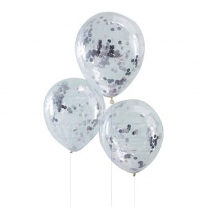 Silver Confetti Filled Balloons