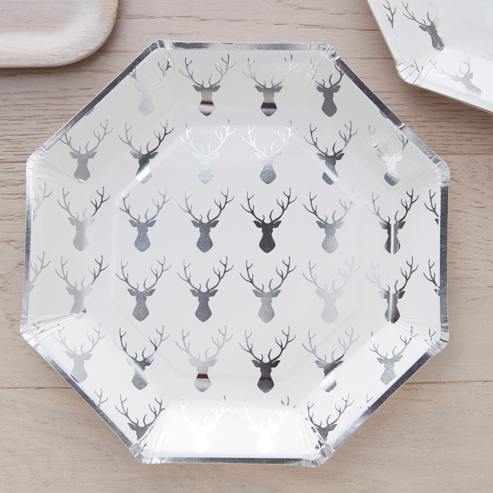 Silver Foiled Stag Pattern Plate