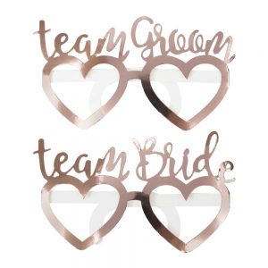 Rose Gold Foiled Team Bride Team Groom Fun Glasses