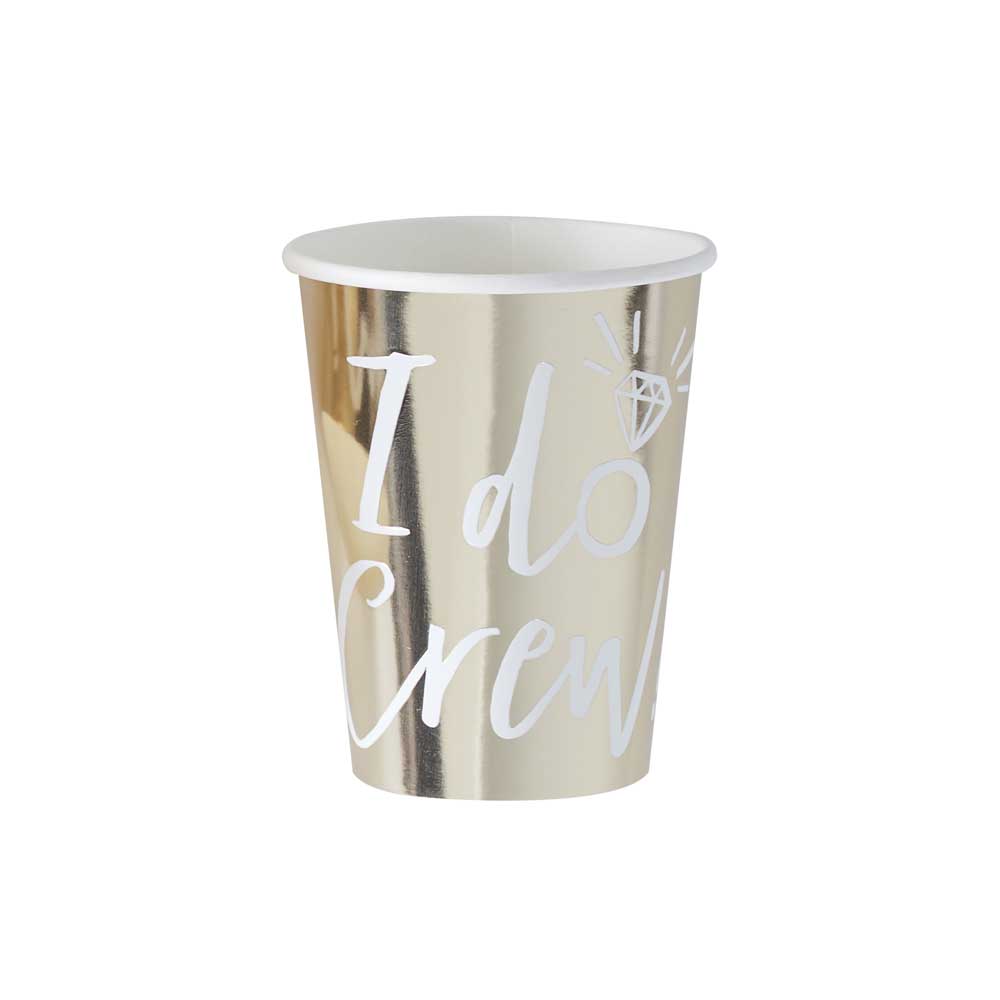 Gold Foiled I Do Crew Paper Cups