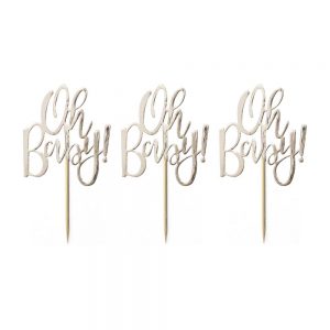 Gold Foiled Oh Baby! Cupcake Toppers