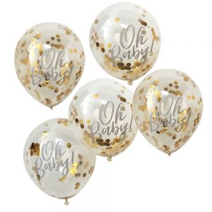 Gold Oh Baby! Confetti Balloons