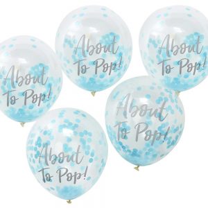 Blue 'About To Pop!' Confetti Balloons